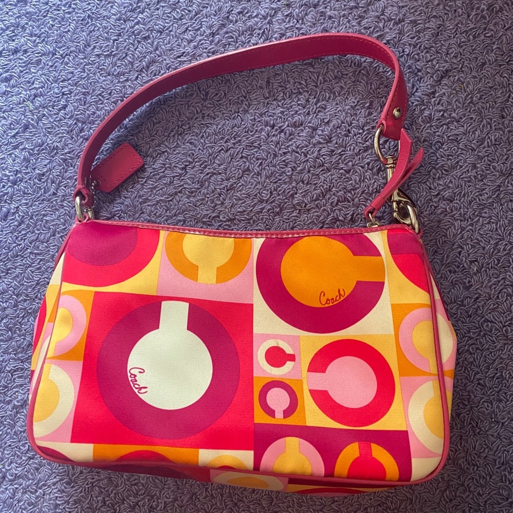Coach Signature Vday Op Art Scarf Print Bag - Picture 2 of 4
